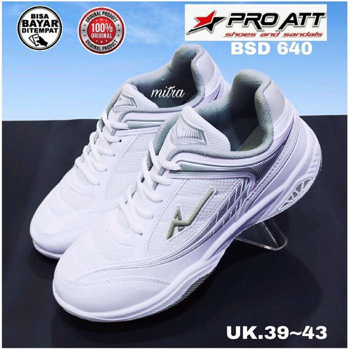 Pro Att Sepatu Badminton Volly Pria Lelaki Laki Sport Pro Att Bsd 640 Original Putih Abu Premium