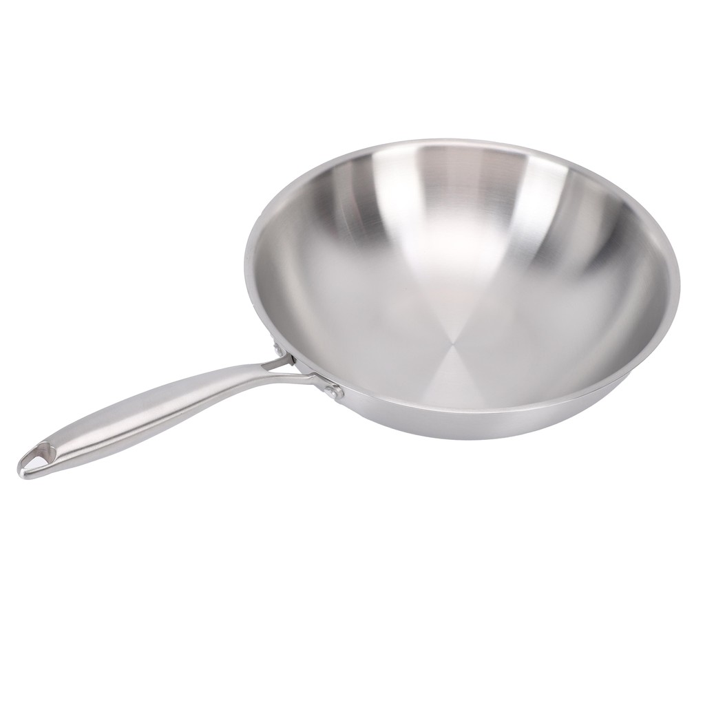Chinese Wok Pan 304 Stainless Steel Thickened Nonstick Stir Fry Pan with Handle Wok Cookware for