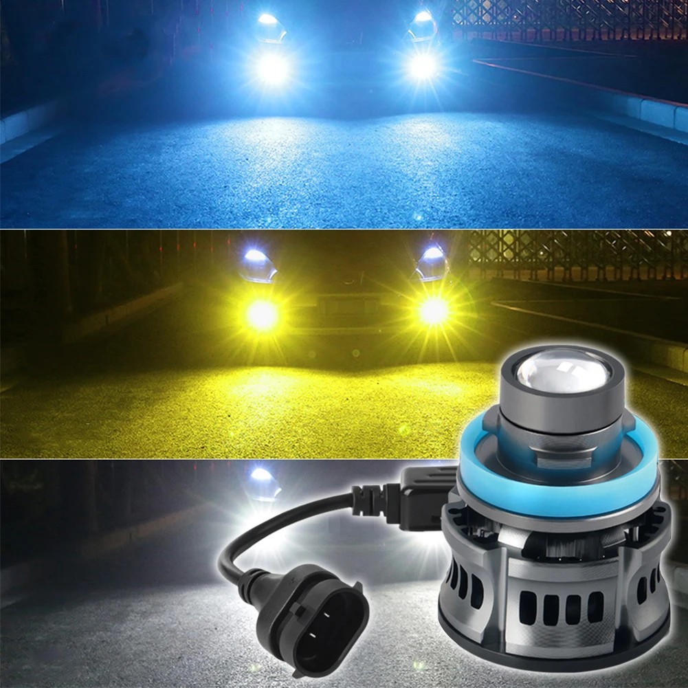 12V H7 H11 H8 H9 9006 HB4 Car Lens Headlight Led Fog Light Bulb LED Fog Lamp White Yellow Ice Blue