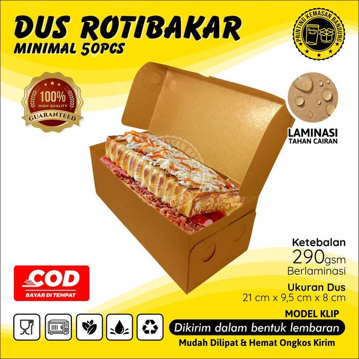 ( 50 Pcs )Dus Roti Bakar Bandung Box Kraft 290Gsm Kotak Kue Brownies Bomboloni Sekali Pakai Diskon