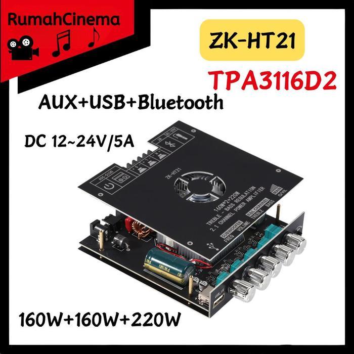 ( Garansi 3bulan ) ZK-HT21TDA7498E 160W * 2+220w Bluetooth Digital Power Amplifier TDA7498E