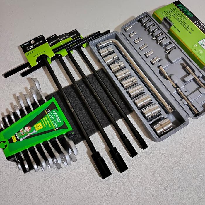 HOT SALE Tekiro Paket Kunci T Komplit 1 Set 8-10-12-14 + Kunci Sok 27 Pcs Socket Wrench Lengkap