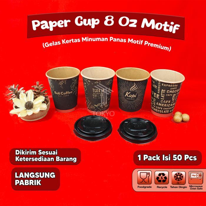 Hot Paper Cup / Gelas Kertas Minuman Panas / Paper Cup Motif Premium