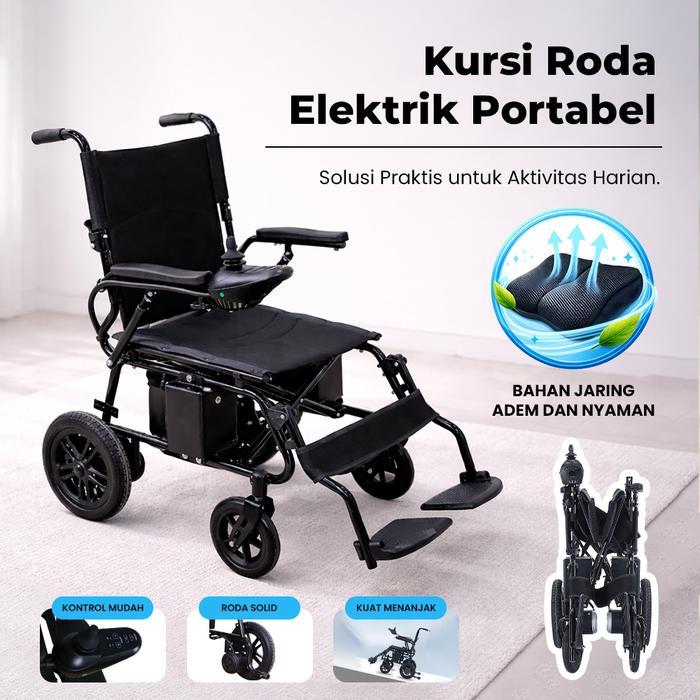 Kursi Roda Elektrik Lipat Otomatis Ringan untuk Dewasa & Lansia