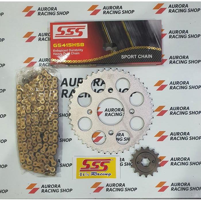 Gear Set Sss Cbr 150 R / Cb 150 R / Sonic & Rantai Sss 415 Hsb Gold