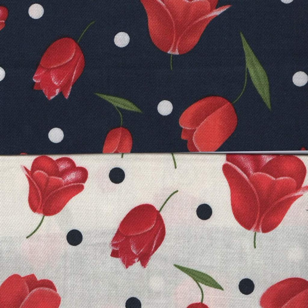 Kain Katun Jepang Motif Tulip Original Premium – Motif Bunga Tulip Klasik Meteran 1 Meter