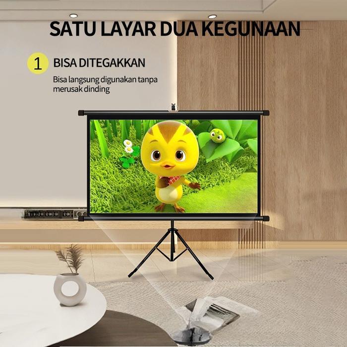 Layar Proyektor Manual Gantung (Layar Proyektor 72") Layar Proyektor 4:3 72 Inci Layar Proyektor