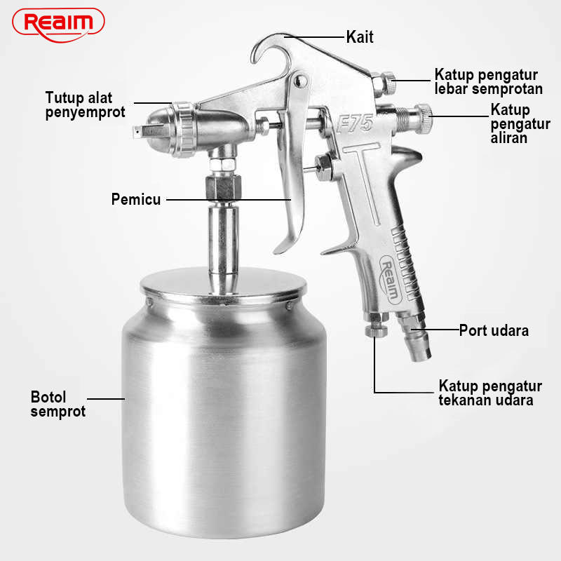 Reaim Semprotan Cat Paint Spray Gun - Alat Semprot Cat Berkualitas Untuk Mobil dan Motor