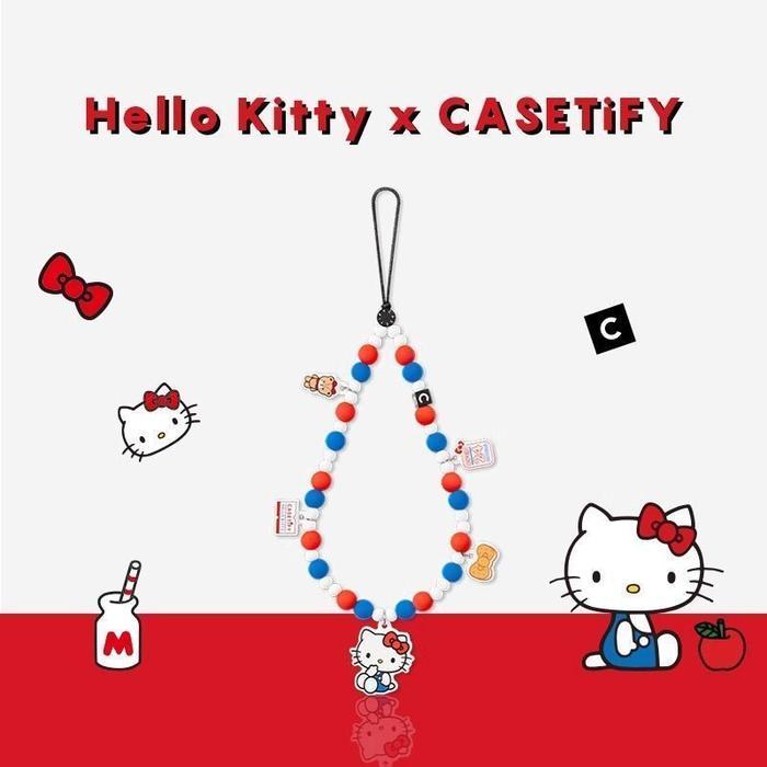 CASETiFY New KT Cat Convenience Store Hello Kitty Phone Chain Red Blue Beads Wrist Phone Case