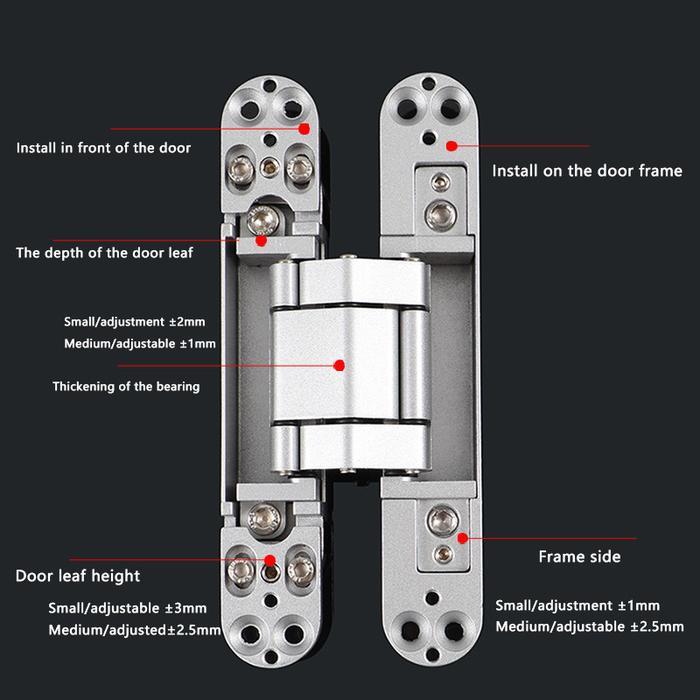 Engsel Pintu Tanam Kamuflase Tersembunyi Invisible Hidden Concealed Door Hinge Adjustable Aksesori