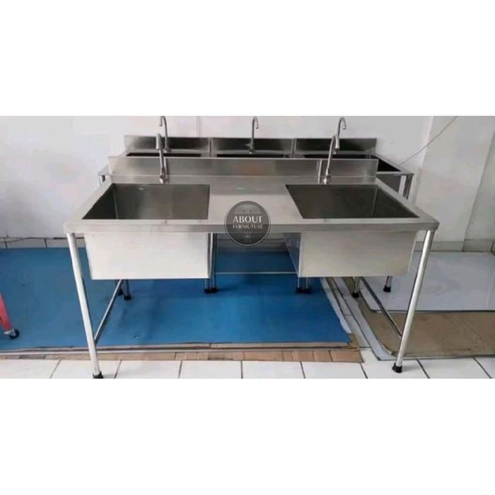 Double sink wastafel stainless 304 / wastafel sink stainless / sink wastafel / wastafel cuci tangan 