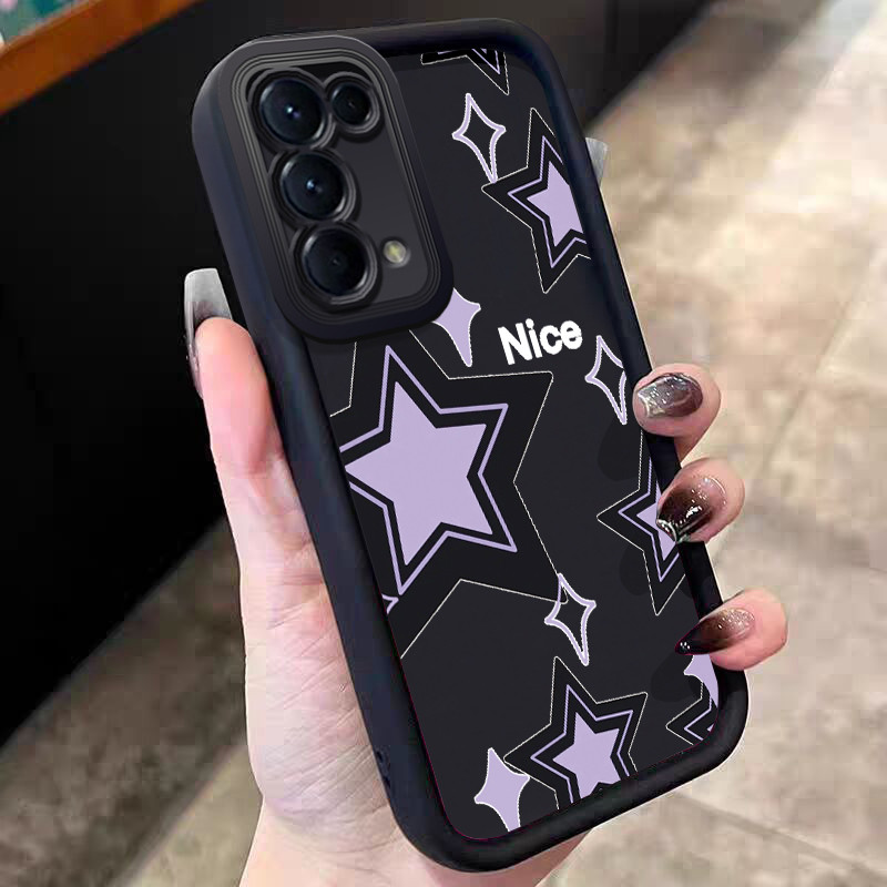 Casing Hp untuk OPPO Reno 5 4G Reno 5 5G Reno 4 4G Reno 5K Find X3 Lite Case Bintang Ungu Warna Hita