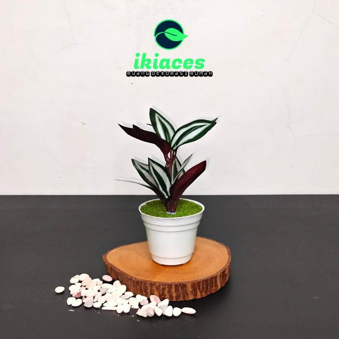 Bunga Pot Hias Daun Artificial Bunga Plastik Tanaman Hias Home Decor Original