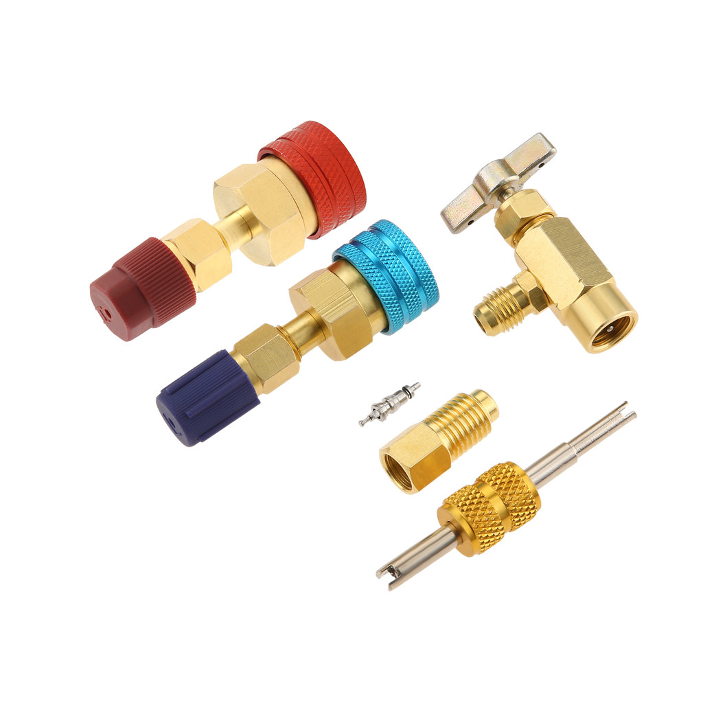 Car Ac Hvac Refrigerant Adapter Kit,Self-Sealing Can Tap & R1234Yf To R134A Quick Coupler,Straight