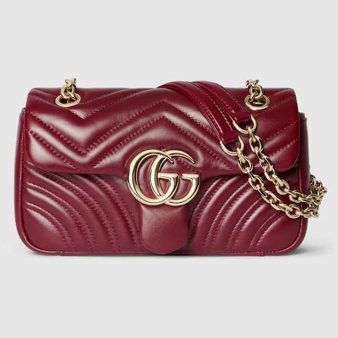 Tas messenger,Tas Premium Wanita,GG Marmont small shoulder bag,red