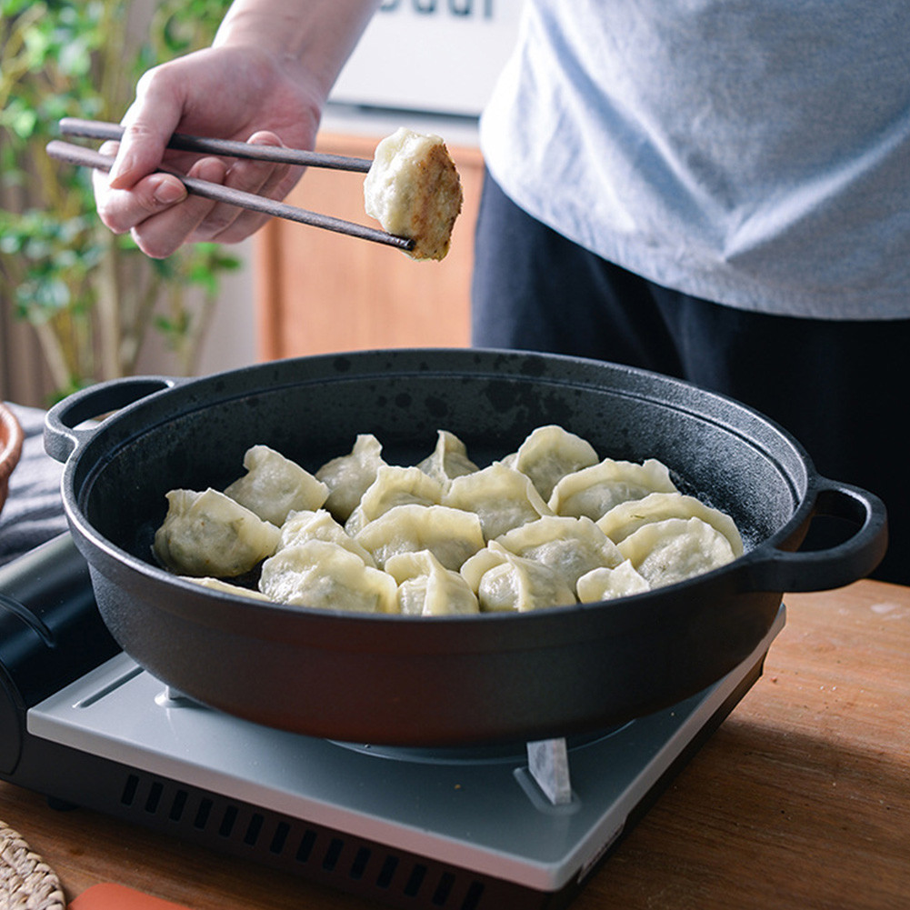 8.7/9.8/11/11.8 Inch Cast Iron Frying Pan with Double Handles Griddle Pre-Seasoned for Bread Baking
