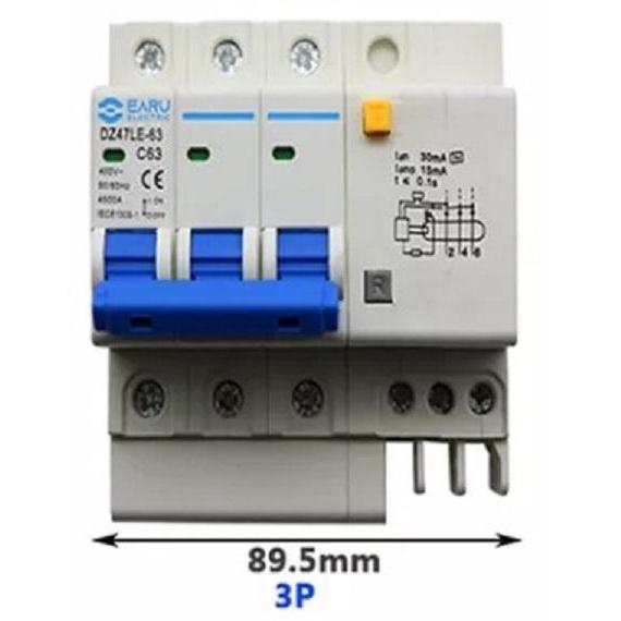 Newwww Rcbo 3P 30Ma Dz47Le-63/125 Pemutus Arus Perlindungan Kebocoran Untuk Penggunaan Domestik &
