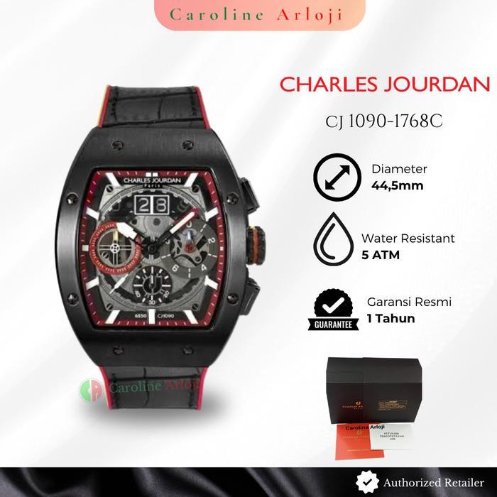 Jam Tangan Pria Wanita Charles Jourdan CJ1090 / CJ 1090 Original Garansi Resmi - (1768C Pria) Black 