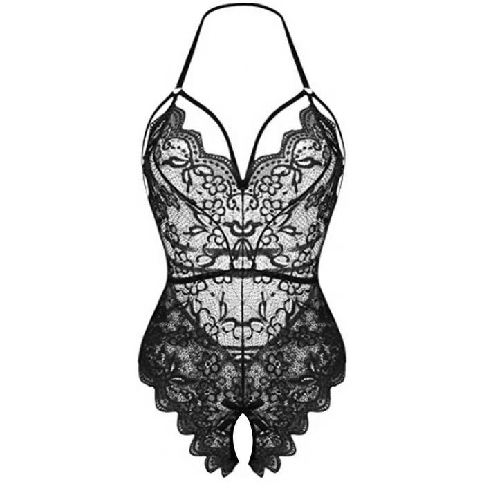 Diskon Lingerie Tidur Wanita Open Bodysuit Halter Neck transparant Lingerie Teddie A522 New