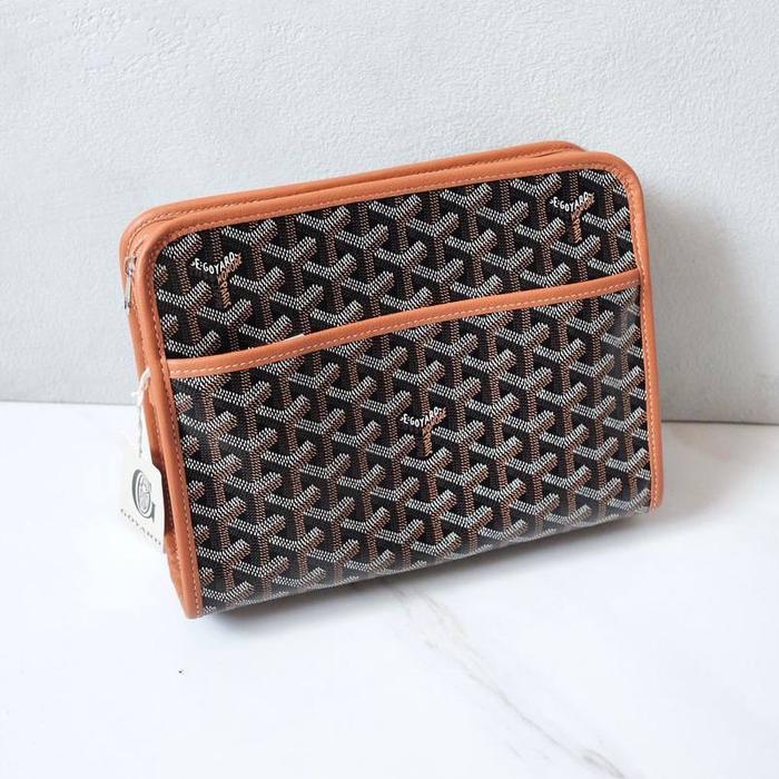 TERLENGKAP Original - Goyard Jouvence Clutch Pouch Pochette All Black Tan Tas