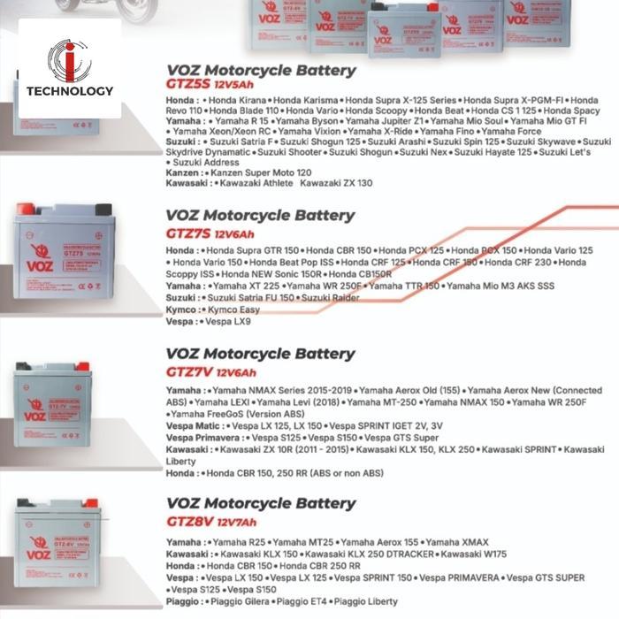 Voz Gtz8V Gtz 8V Battery Aki Accu Motor Otomotif