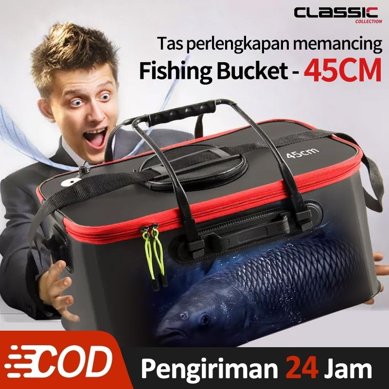 Ember mancing lipat Kotak wadah berkemah portabel umpan hidup udang dan ikan Ember Lipat Mancing Box