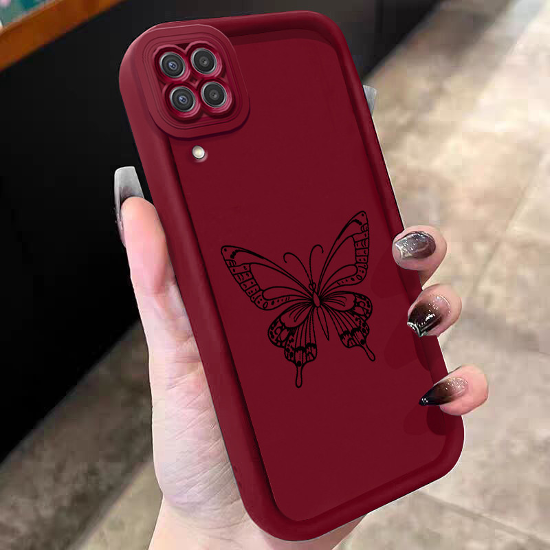 Casing Hp untuk Samsung Galaxy A22 M22 Case Black butterfly pattern perlindungan  silikon Kasing Ces