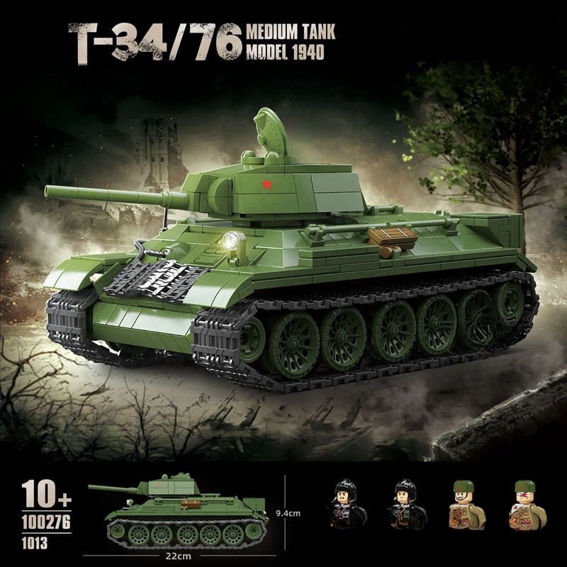 New 1013PCS World WarII Military Weapons T34/76 Menium Tank 1940