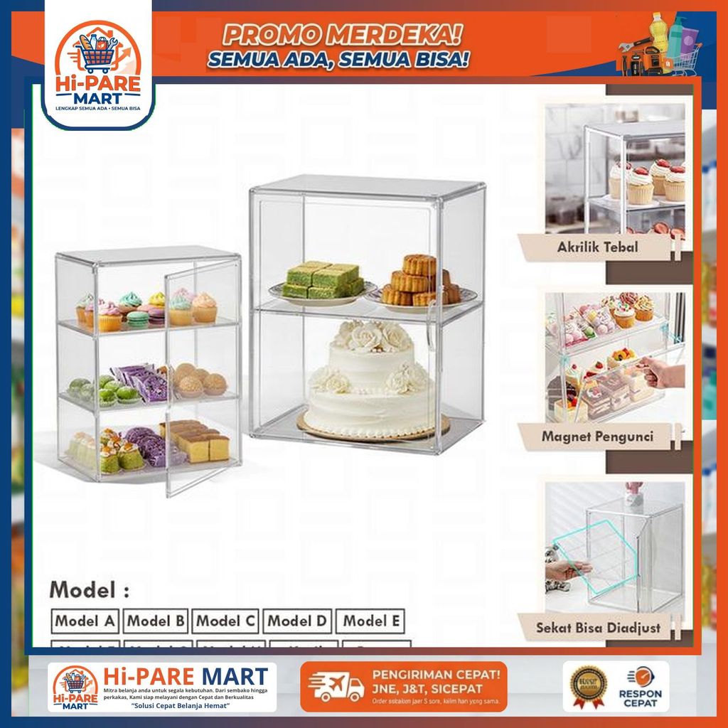 RAK AKRILIK JUALAN SOSIS TEMPURA GORENGAN DONAT KUE DISPLAY TOKO WARUNG JUALAN SERBAGUNA MODEL A Hi-