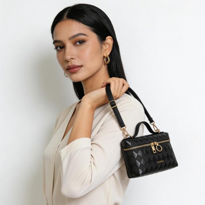 TERMURAH VANDRA Tas Wanita Elegan Mewah 2026: Tas Selempang cewek elegant Kulit PU Hitam Klasik