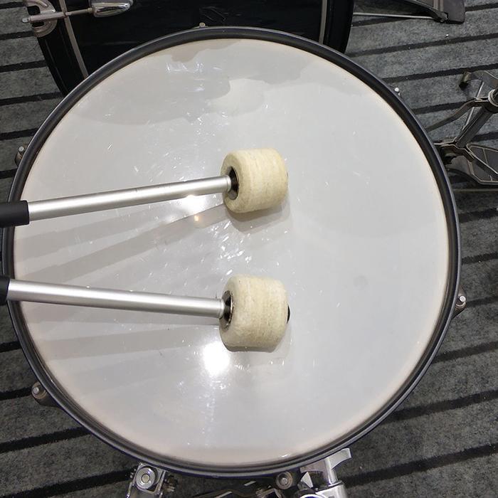( 2 Biji )Stik Bass Drum Band Stenlis Stik Bas Hadroh Sepasang Bass Drum Mallet Felt Head Percussion