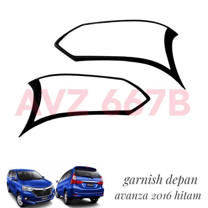 GARNISH GARNIS LIS LIST LAMPU DPN MOBIL AVANZA 2016 HITAM BLACK DOF ASLI