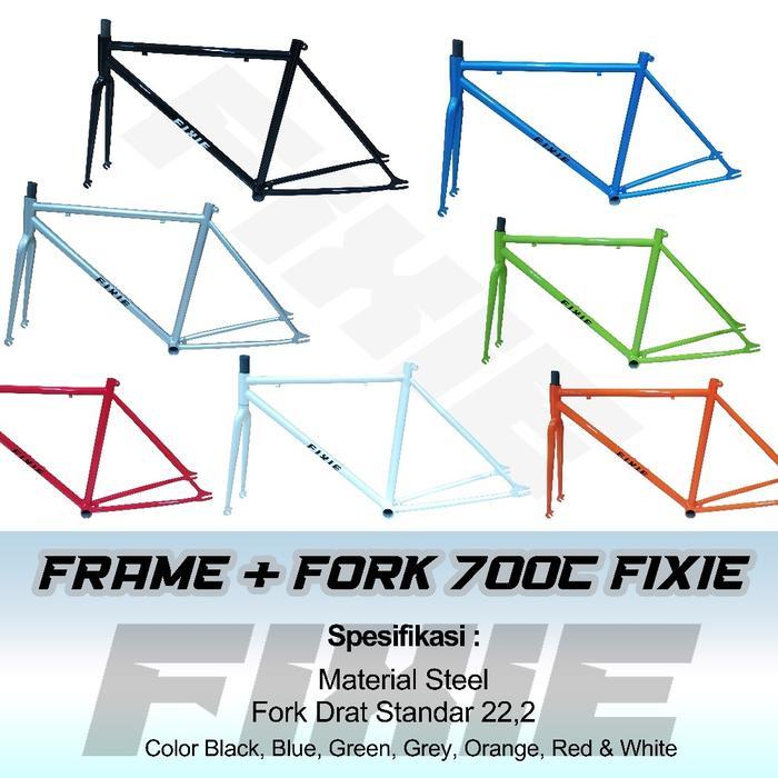 FRAME + FORK FIXIE STEEL 700C UKURAN 49 MODEL CLASSIC