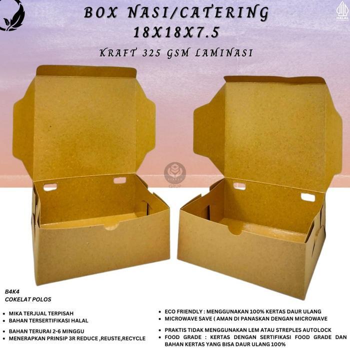 (Isi 25 Pcs) Dus Nasi Kotak 18x18 / Dus Box Kardus Katering Nasi Laminasi / Box 18x18 Food Grade