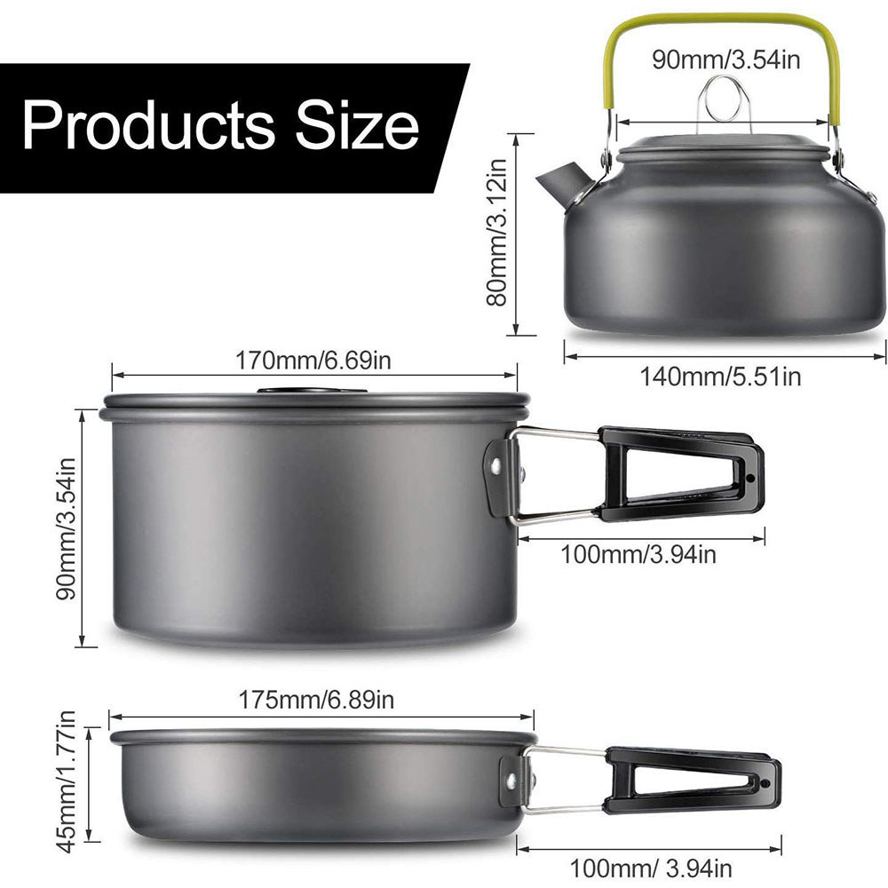 Outdoor camping cookware set aluminum non stick pot portable outdoor tableware cookware cooking pot