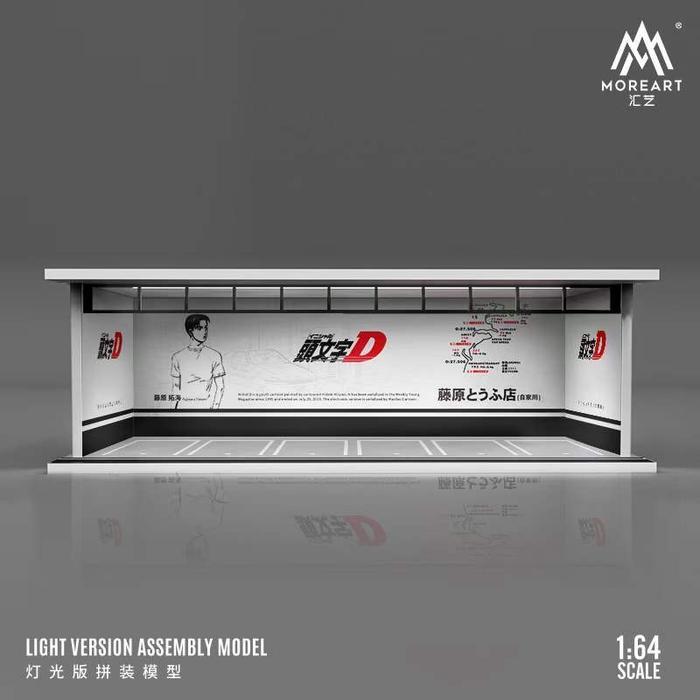 Terlaris MoreArt More Art 1:64 Initial D White Parking Lot Scene Diorama Diecast with LED Light SALE
