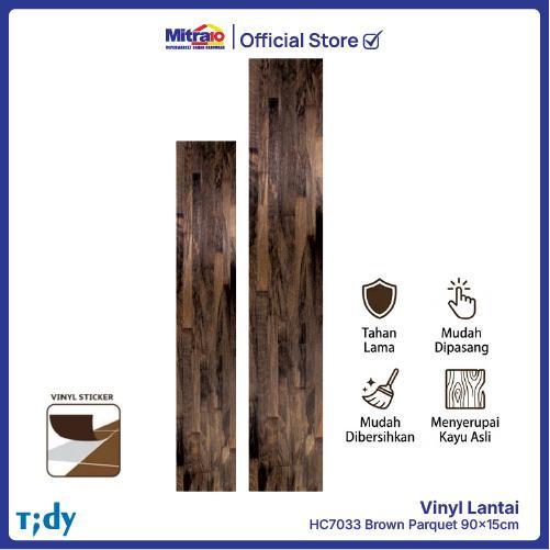 Vinyl Lantai Motif Kayu Tidy HC7033 Brown Parquet 90x15cm