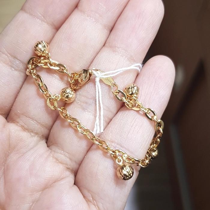 GELANG TANGAN KAKI RANTE EMAS BAYI ANAK KOMBINASI BIJI LEMPENG BEL