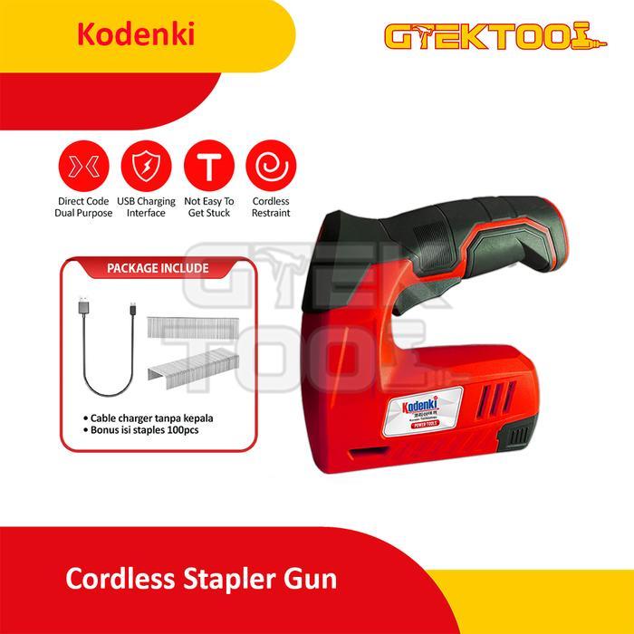 Ready Kodenki Mesin Paku Staples Tembak 2 In 1 Baterai Cordless Stapler Gun