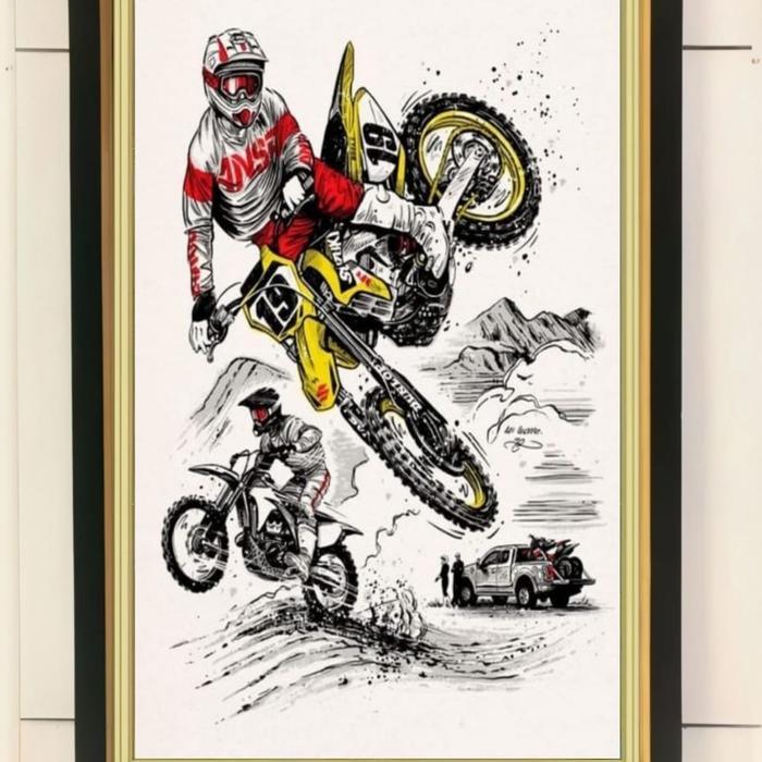 NEW hiasan dinding poster motor cross trail plus figura ukuran 53*35