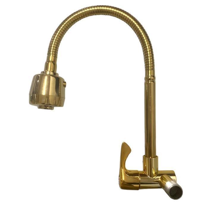 Kran Sink gold/Kran Cuci Piring dinding gold/kran dinding flesibel gold