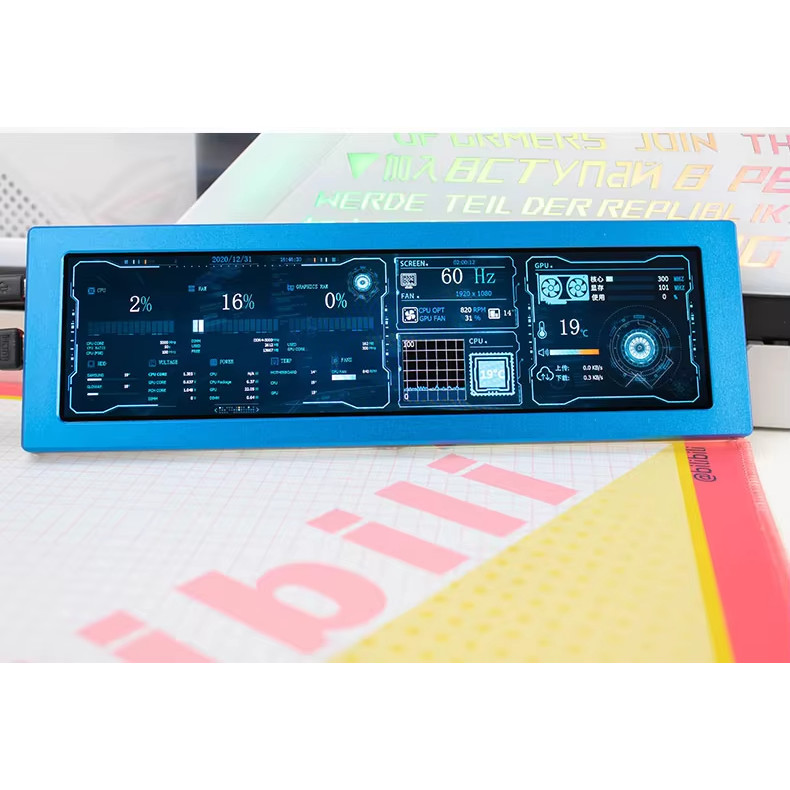 DIY 1920*480HD IPS SCREEN TEMPERATURE CONTROL DYNAMIC DISPLAY DESKTOP AIDA64 ADJUSTABLE BRIGHTNESS