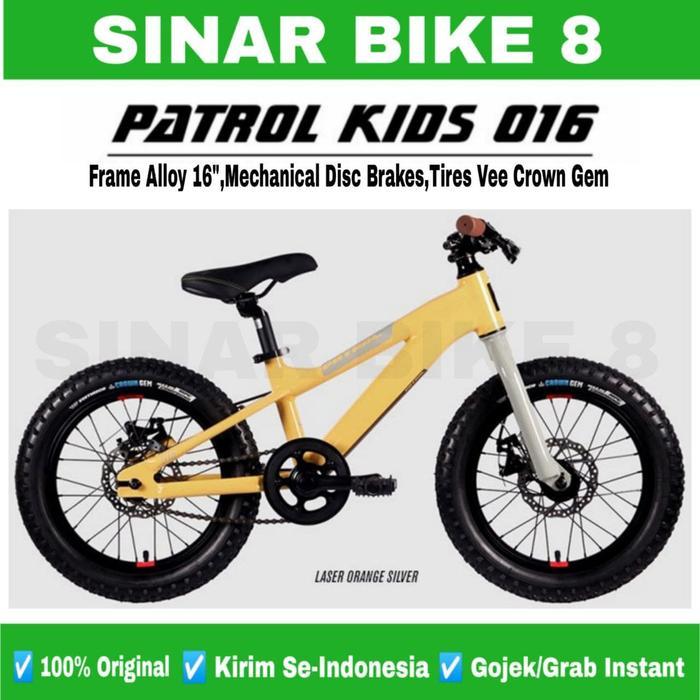 Sepeda Gunung Anak 16 Inch MTB PATROL KIDS 016 Alloy Discbrake - Laser Orange