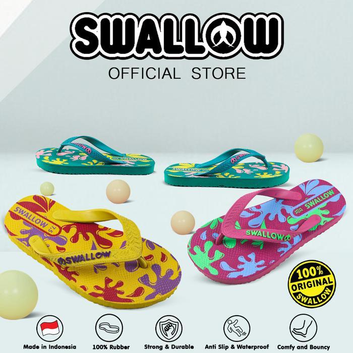 Bata Kids - Swallow Sandal Jepit Splash Modern - Sendal Karet Anak Pria Wanita Anti Selip