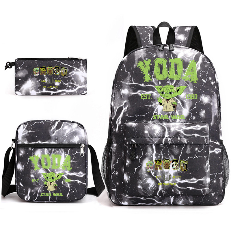 Yoda School Bag Set for Boys Girls Kids Bookbag Tote Pencil Case with Star Wars Print Backpack for