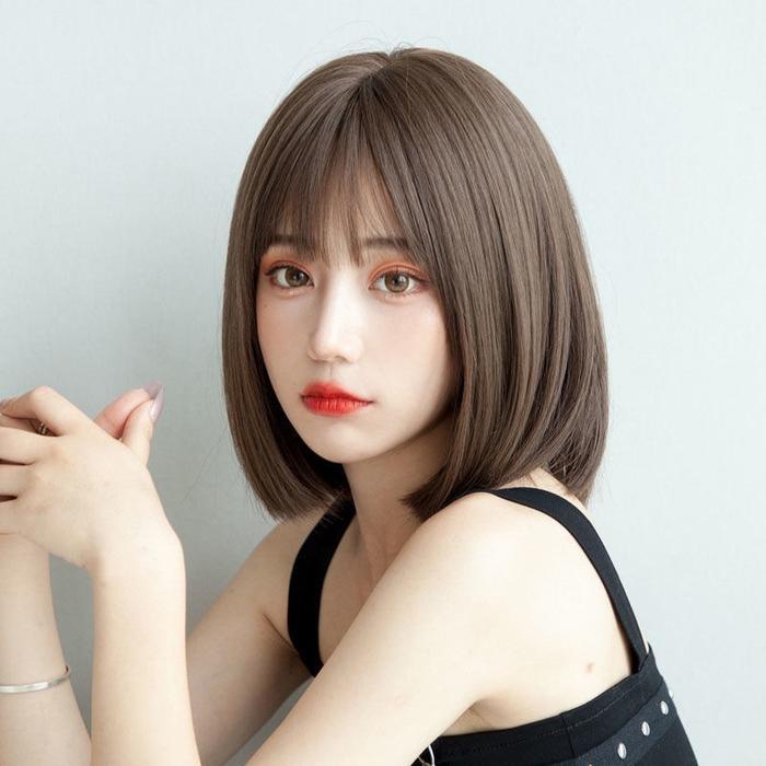 Bess Collection Wig Tebal Rambut Pendek Lurus Wanita Korean Version Wig Dewasa Short Hair Women