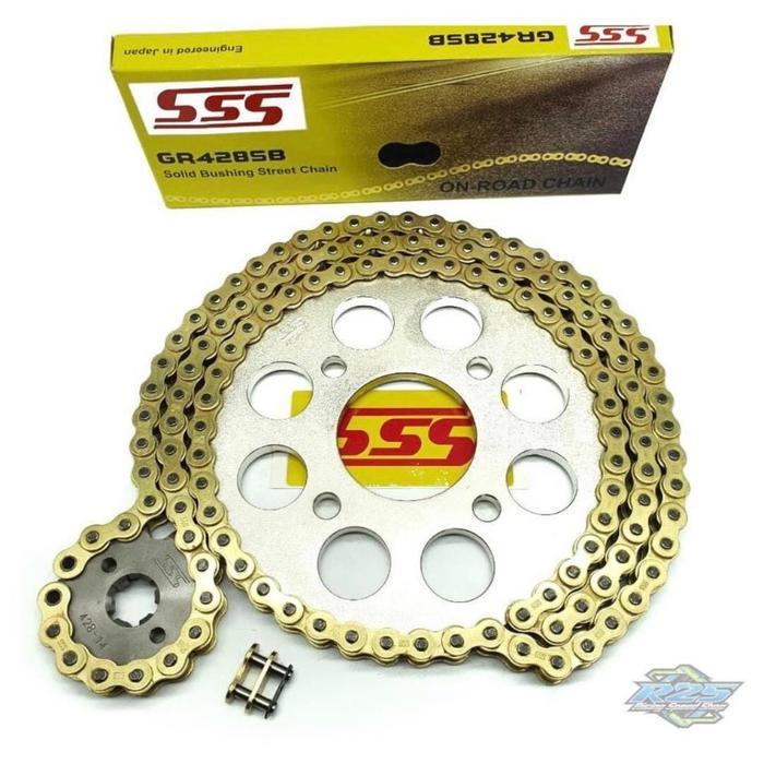 Gear Gir Set Sss Sb 428H Cb150R - Megapro Old - Megapro New - Tiger - Sonic - Verza Rantai Gold Sss