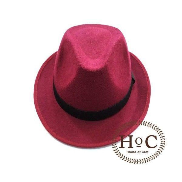 Houseofcuff Topi Fedora Hat Maroon Fedora Hat Laken #Gratisongkir