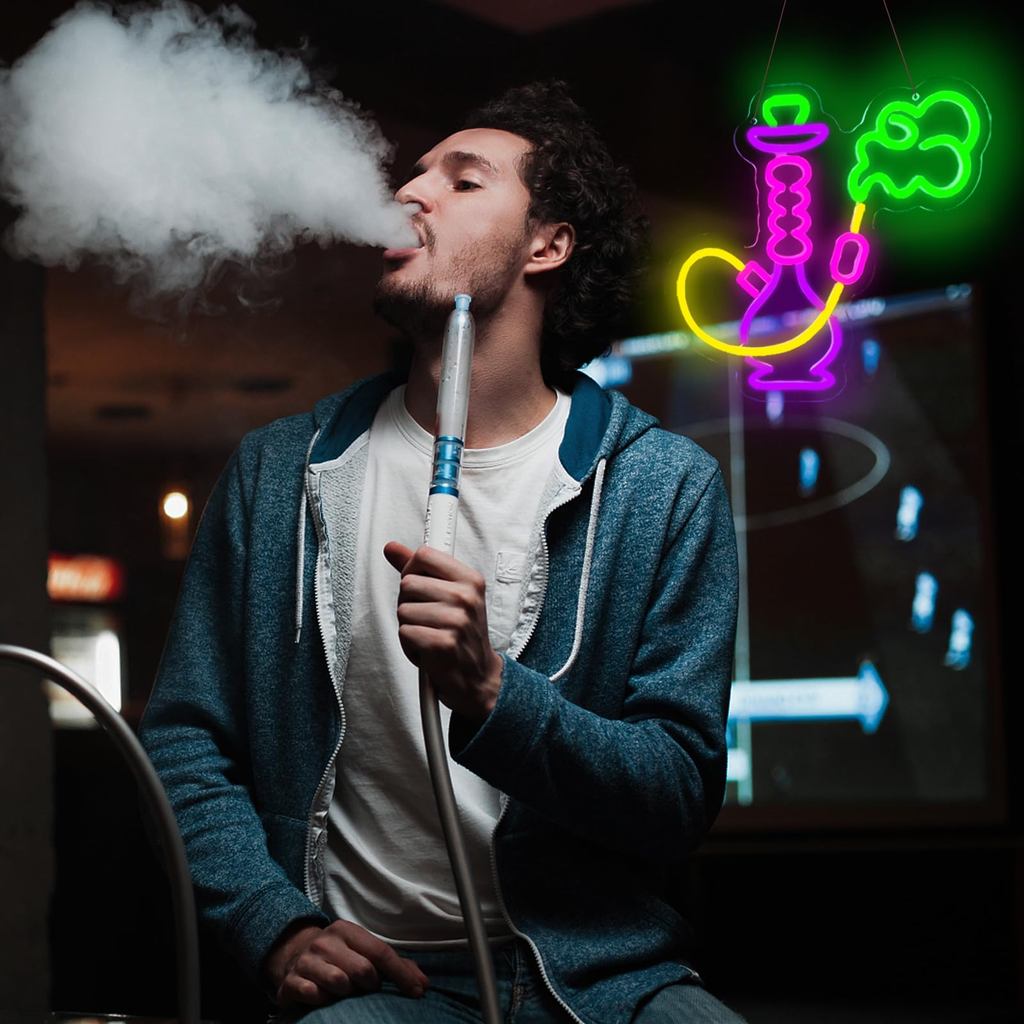 Hookah Neon Sign Hookah Shape Neon Light LED dimmable for club party nightclub Bar Restaurant Music