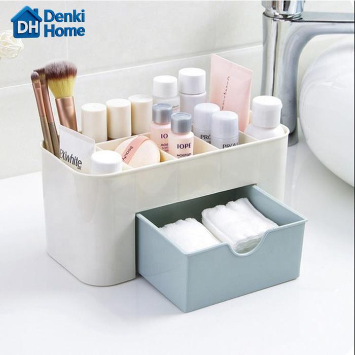 KOTAK KOSMETIK ORGANIZER TEMPAT MAKE UP + LACI KOSMETIK PLASTIK TEMPAT PENYIMPANAN MAKE UP SERBAGUNA
